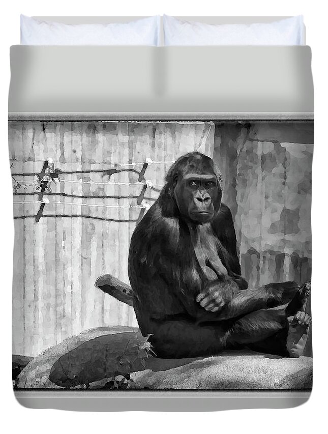 Africa Duvet Cover featuring the photograph Watercolor Gorilla by Joan Carroll
