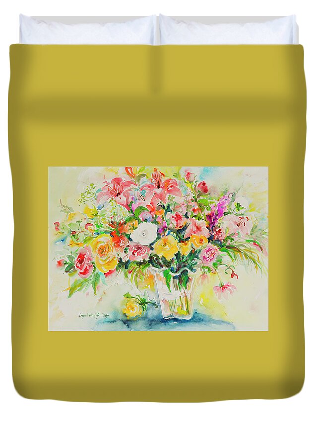 Flowers Duvet Cover featuring the painting Watercolor Series 169 by Ingrid Dohm