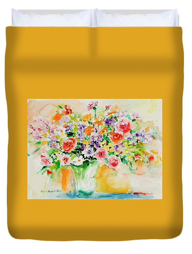 Flowers Duvet Cover featuring the painting Watercolor Series 171 by Ingrid Dohm