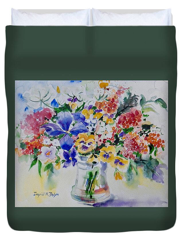 Flowers Duvet Cover featuring the painting Watercolor Series 209 by Ingrid Dohm