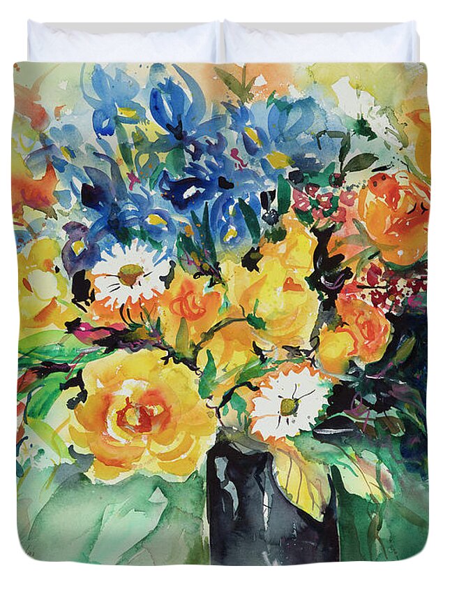 Floral Duvet Cover featuring the painting Watercolor Series 34 by Ingrid Dohm