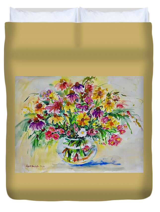 Flowers Duvet Cover featuring the painting Watercolor Series No. 255 by Ingrid Dohm