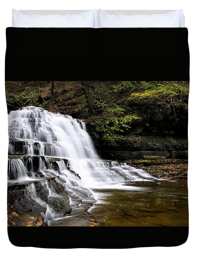 Waterfalls Duvet Cover featuring the photograph Waterfall Cascade Salt Springs State Park by Christina Rollo