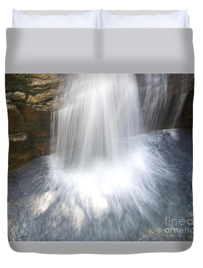 Waterfall Duvet Cover featuring the photograph Waterfall in NH Splash 3 by Mike Mooney