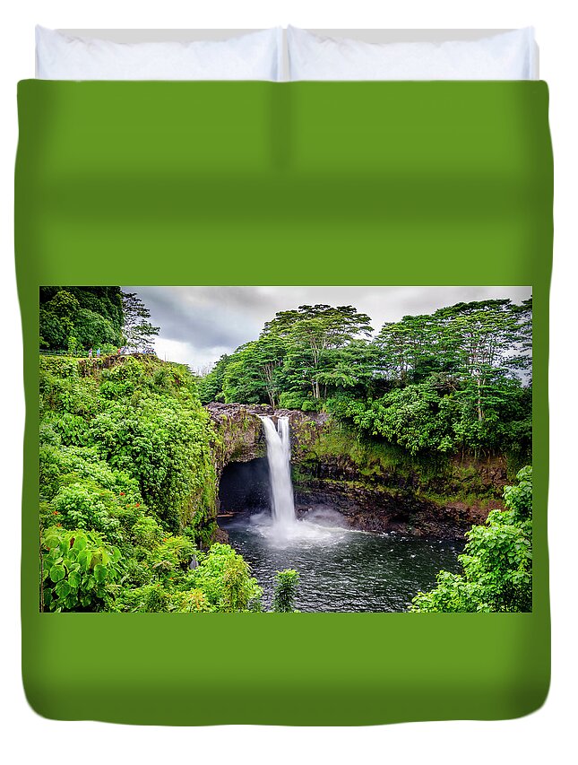 Waterfall Duvet Cover featuring the photograph Waterfall into the Valley by Daniel Murphy