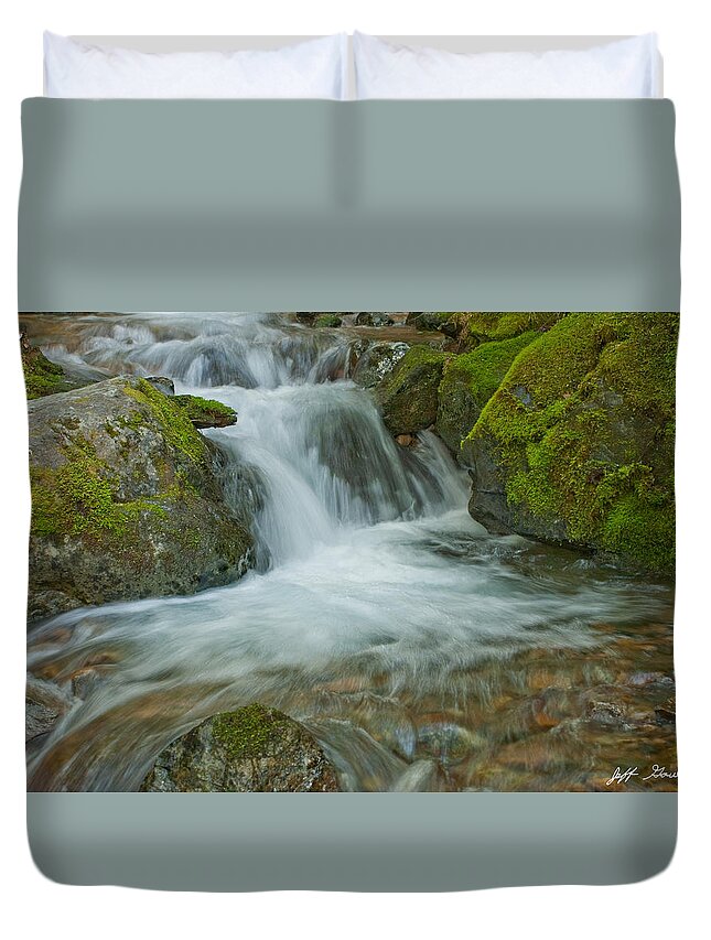 Cascade Range Duvet Cover featuring the photograph Waterfall on Crystal Creek by Jeff Goulden