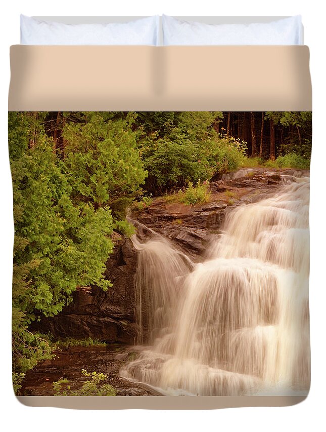 Waterfall Duvet Cover featuring the photograph Waterfall by Peter Ponzio