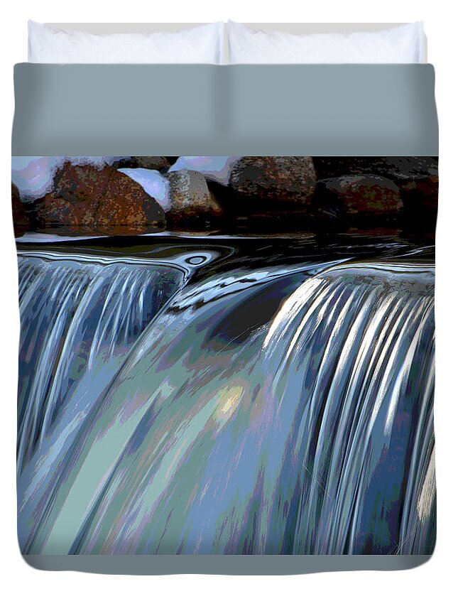 Winter Duvet Cover featuring the photograph Waterfall Serenity by Dianne Cowen Cape Cod Photography