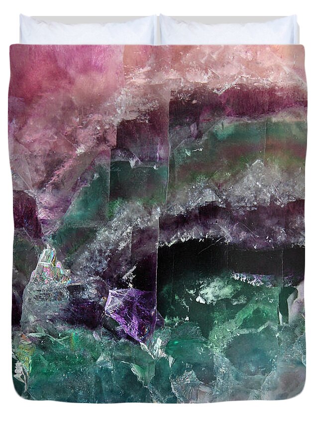 Pink & Green Watermelon Tourmaline Crystal Rock Slab Duvet Cover featuring the photograph Watermelon Crystal by The Quarry