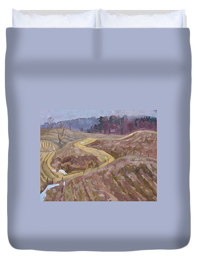 778 Duvet Cover featuring the painting Watershed Trails by Phil Chadwick