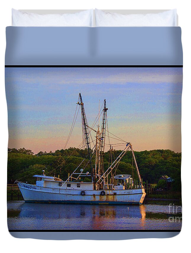 Shrimper Duvet Cover featuring the photograph Old Shrimper by Roberta Byram
