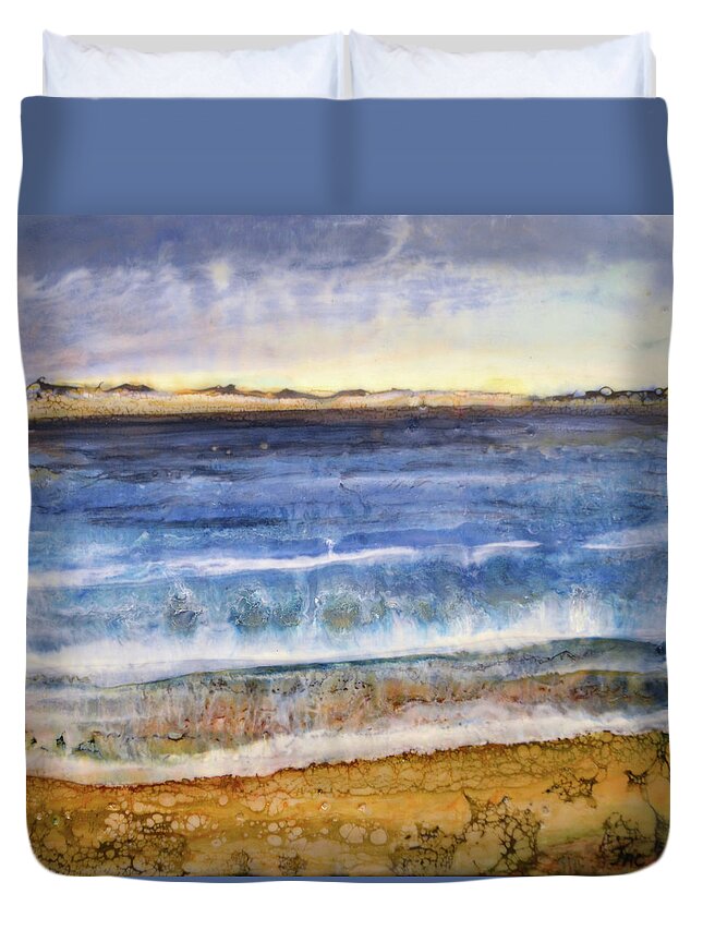 Encaustic Wax Duvet Cover featuring the painting Wave 2 by Jennifer Creech