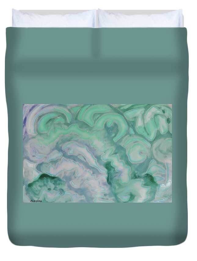 Finger Paint Duvet Cover featuring the painting Waves by Michele Myers