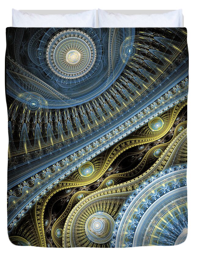 Steampunk Duvet Cover featuring the digital art Waves of time 2 by Martin Capek