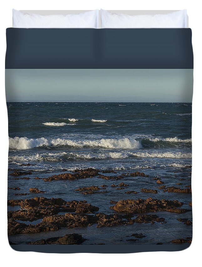 Waves Duvet Cover featuring the photograph Waves rolling ashore by David Watkins
