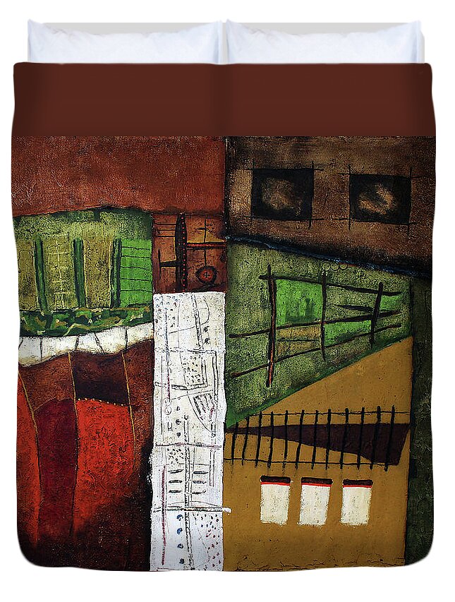 African Duvet Cover featuring the painting Way Home by Michael Nene