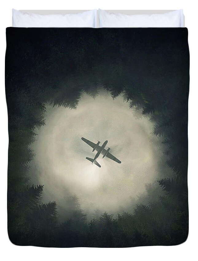 Airplane Duvet Cover featuring the digital art Way Out by Zoltan Toth