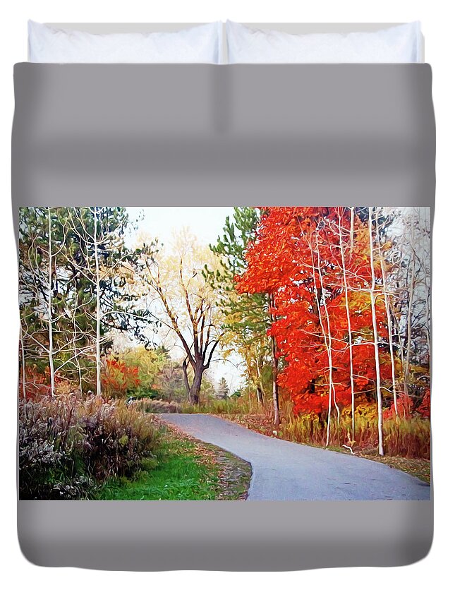 Nature Duvet Cover featuring the photograph Way to Autumn by Munir Alawi