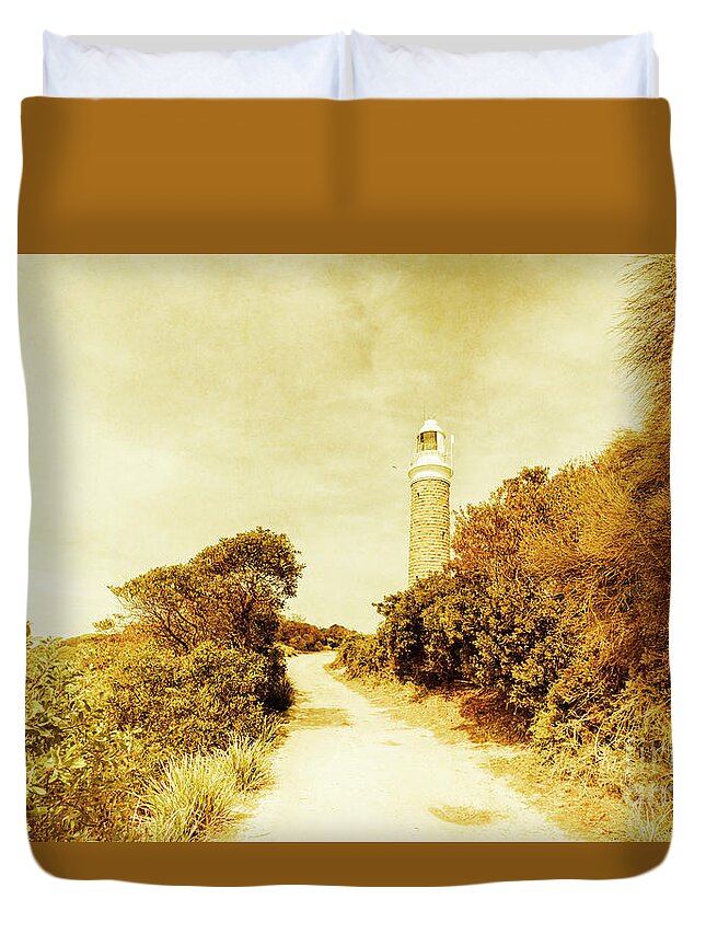 Faded Duvet Cover featuring the photograph Wayback Beacon by Jorgo Photography