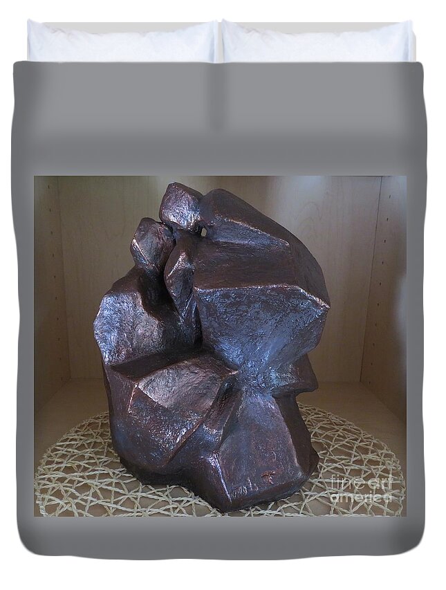 Sculpture Duvet Cover featuring the sculpture We are all together pic.2 by Nili Tochner