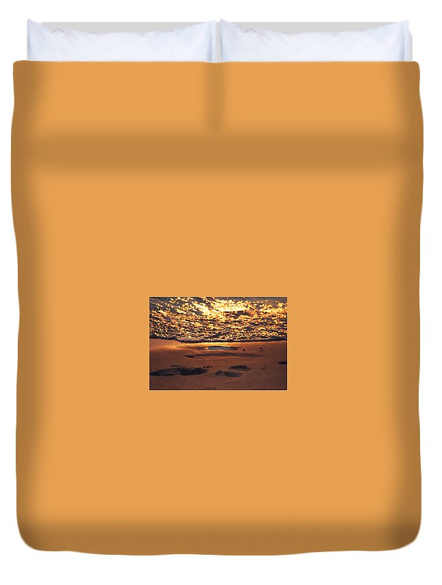 Footprints Duvet Cover featuring the photograph We Each Leave Our Mark, Momentarily by Rein Nomm