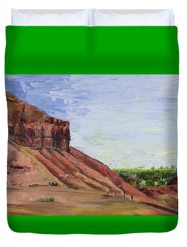 Red Rock Duvet Cover featuring the painting Weber Sandstone by Nila Jane Autry
