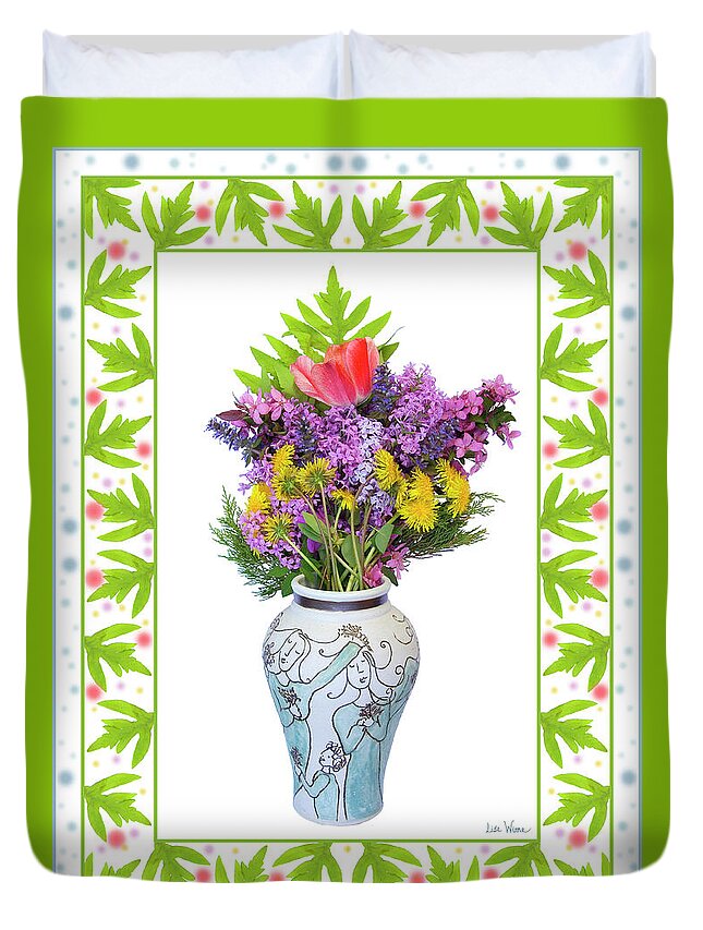 Lise Winne Duvet Cover featuring the digital art Wedding Vase with Bouquet by Lise Winne