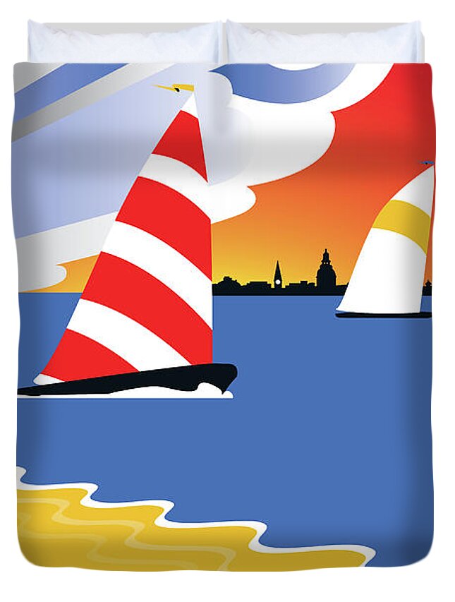 Sailing Duvet Cover featuring the digital art Wednesday Afternoon by Joe Barsin