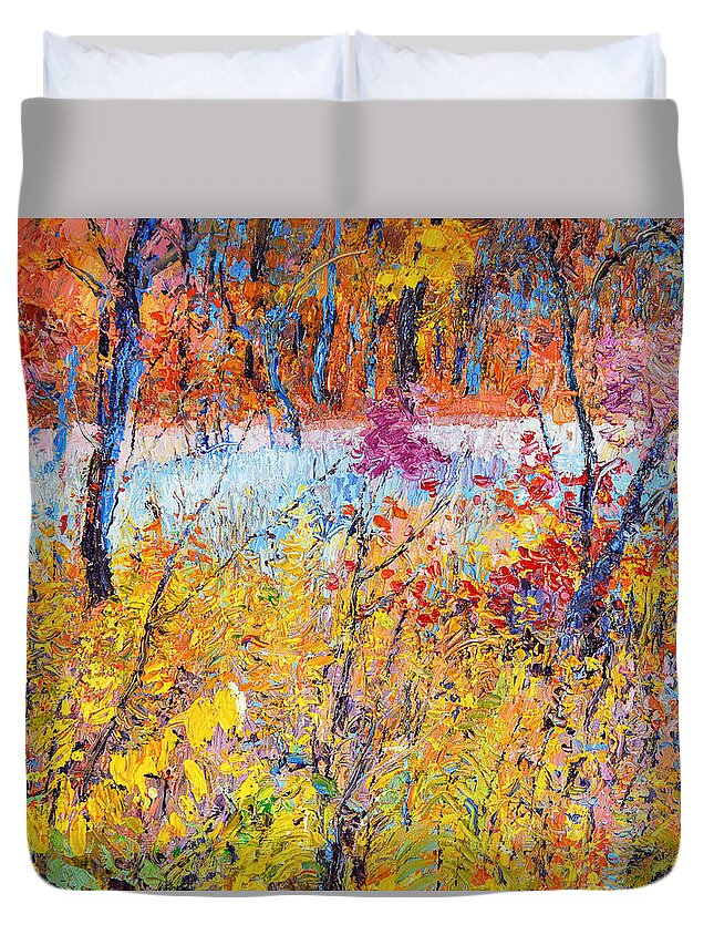 Fall Duvet Cover featuring the painting Weeds at Fall by Judith Barath