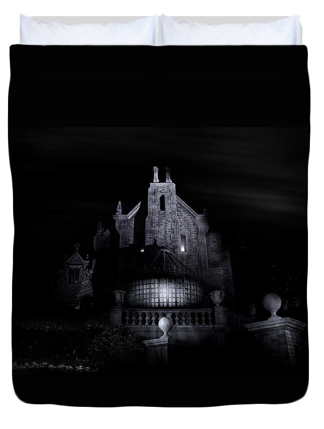 Haunted Mansion Night Duvet Cover featuring the photograph Welcome Foolish Mortals by Mark Andrew Thomas