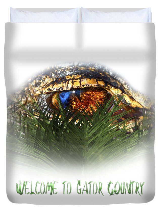 Alligator Duvet Cover featuring the photograph Welcome to Gator Country Design by Mark Andrew Thomas