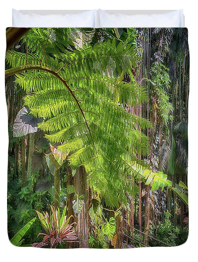 Hawaii Tropical Botanical Garden Duvet Cover featuring the photograph Welcome to the Jungle 2 by Susan Rissi Tregoning