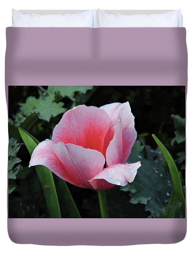 Atlanta Duvet Cover featuring the photograph Welcome Tulip by Penny Lisowski