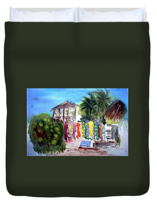 West End Duvet Cover featuring the painting West End Market by Donna Walsh