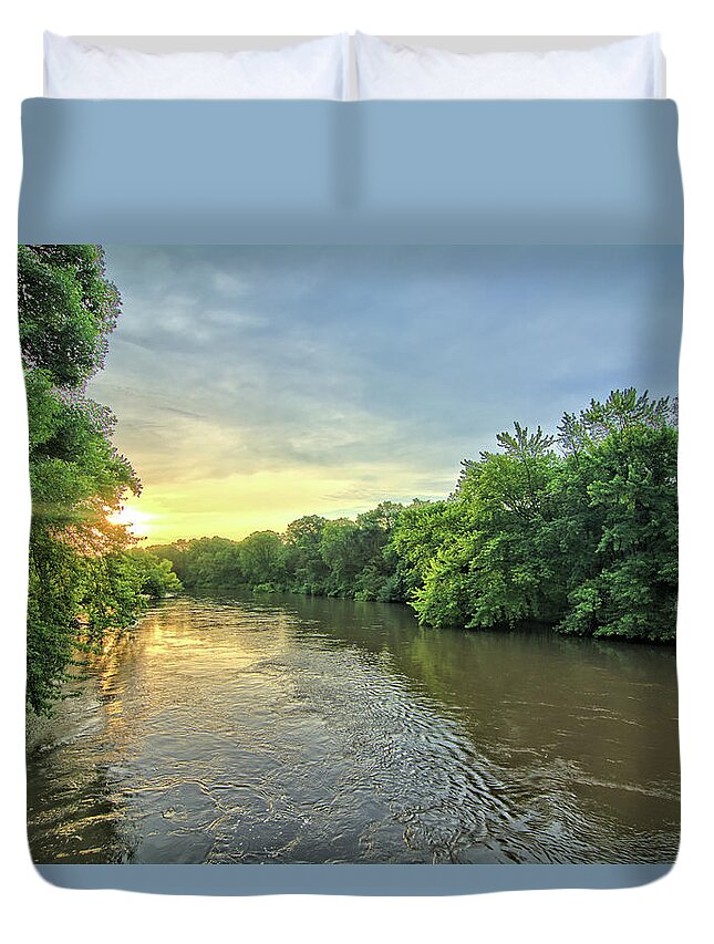 River Duvet Cover featuring the photograph West Fork At Willow Bridge by Bonfire Photography