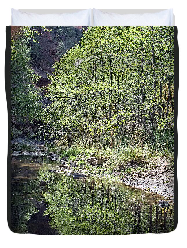 West Fork Duvet Cover featuring the photograph West Fork Reflection 8065-101817-1 by Tam Ryan