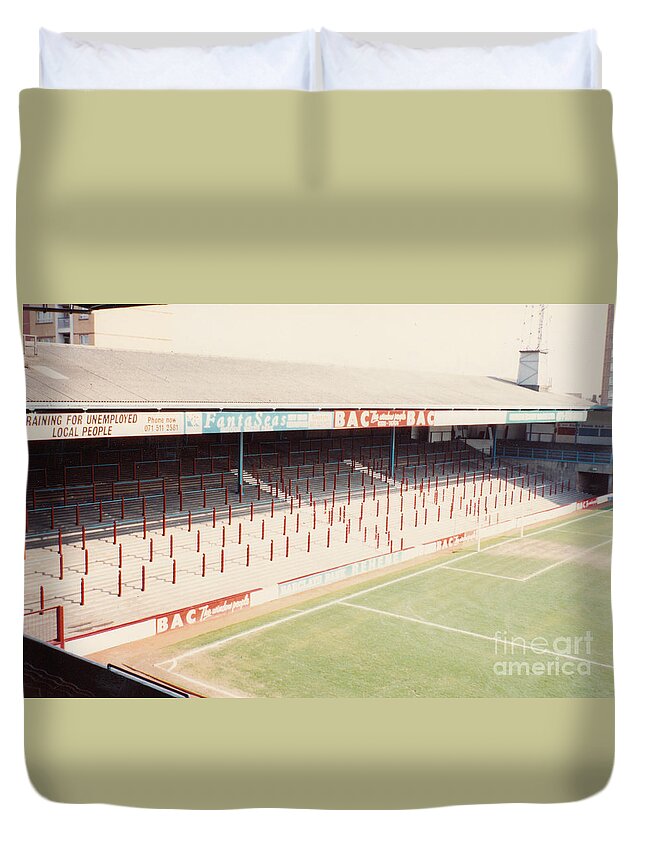 West Ham Duvet Cover featuring the photograph West Ham - Upton Park - North Stand 1 - April 1991 by Legendary Football Grounds