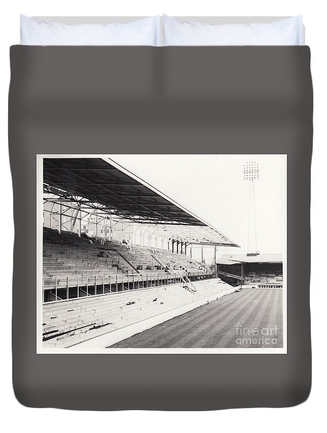 West Ham Duvet Cover featuring the photograph West Ham - Upton Park - West Stand 1 - 1969 by Legendary Football Grounds