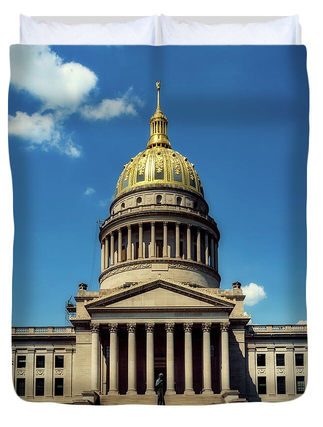 Charleston Duvet Cover featuring the photograph West Virginia Capitol - Charleston by Mountain Dreams