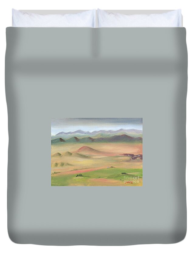 Fog Duvet Cover featuring the painting Westcliffe Valley II by Lilibeth Andre