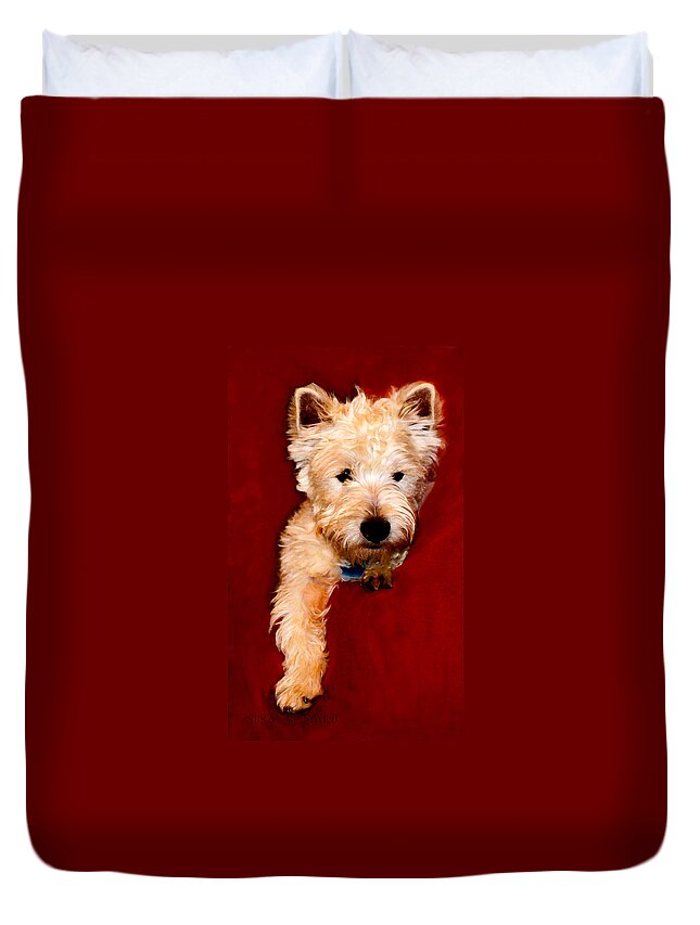 West Highland White Terrier Duvet Cover featuring the photograph Westie Boy by Susan Vineyard