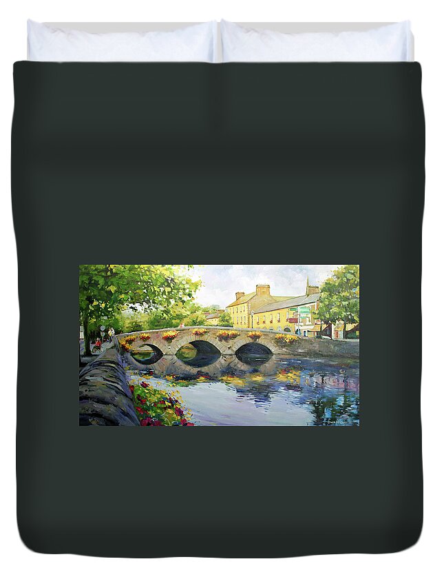 Westport County Mayo Duvet Cover featuring the painting Westport Bridge County Mayo by Conor McGuire
