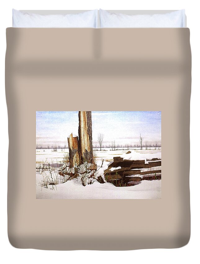 Snow Duvet Cover featuring the painting Wet Snow by Conrad Mieschke