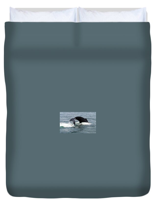 Whales Duvet Cover featuring the photograph Whale of a Tail by Charles HALL