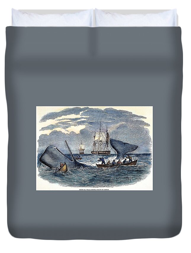 1847 Duvet Cover featuring the photograph Whaling In South Pacific by Granger