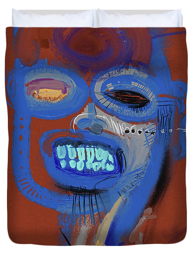 Abstract Duvet Cover featuring the mixed media What a smile by Russell Pierce