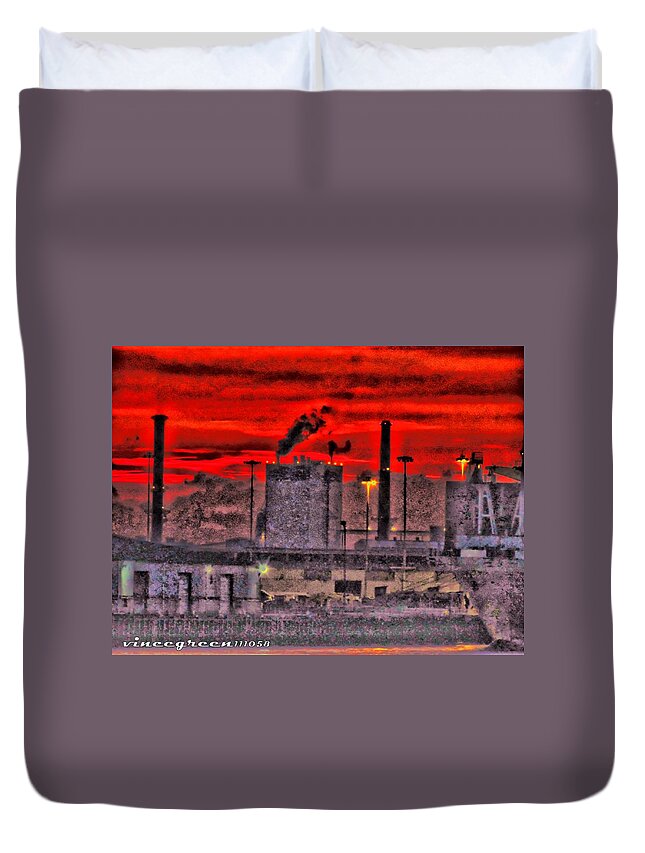 City Duvet Cover featuring the digital art Port of Savannah by Vincent Green