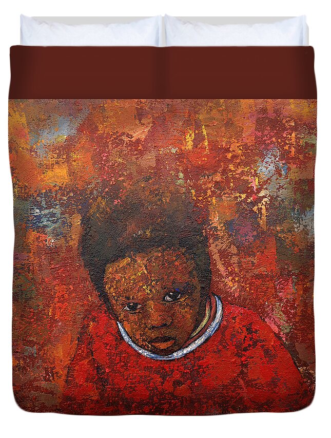 Ronexart Duvet Cover featuring the painting What Do U See by Ronex Ahimbisibwe