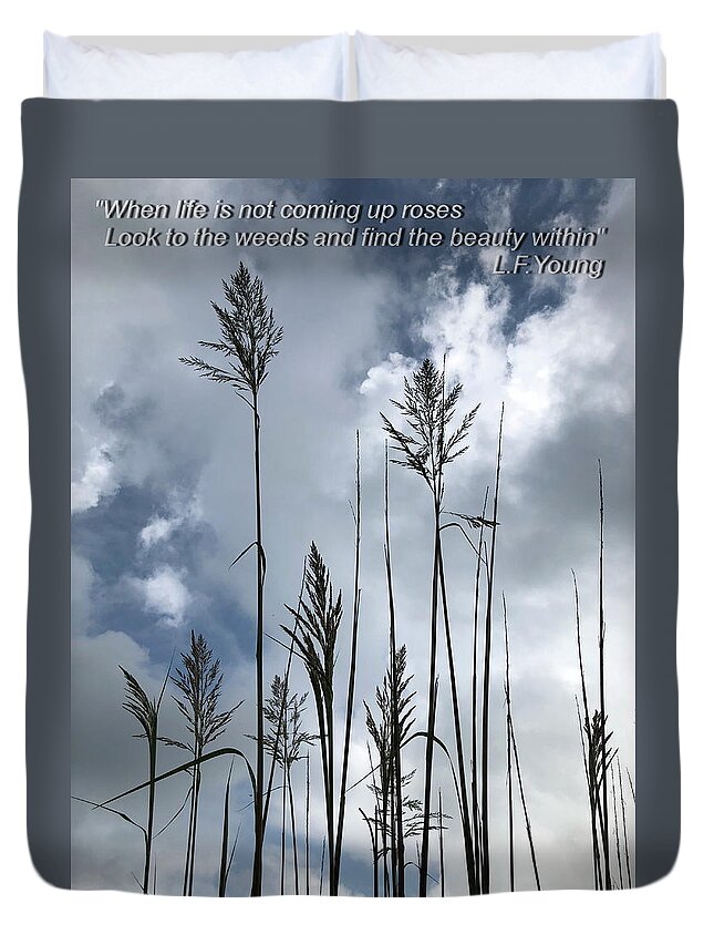 Weeds Duvet Cover featuring the photograph What Is Beauty by Jim Cook