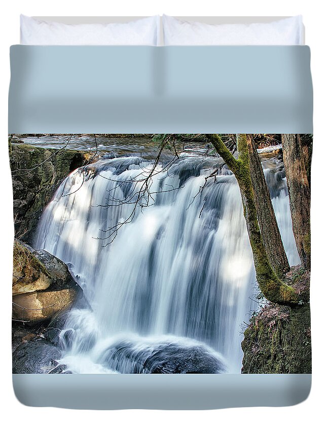 Whatcom Falls Duvet Cover featuring the photograph Whatcom Falls by Tony Locke